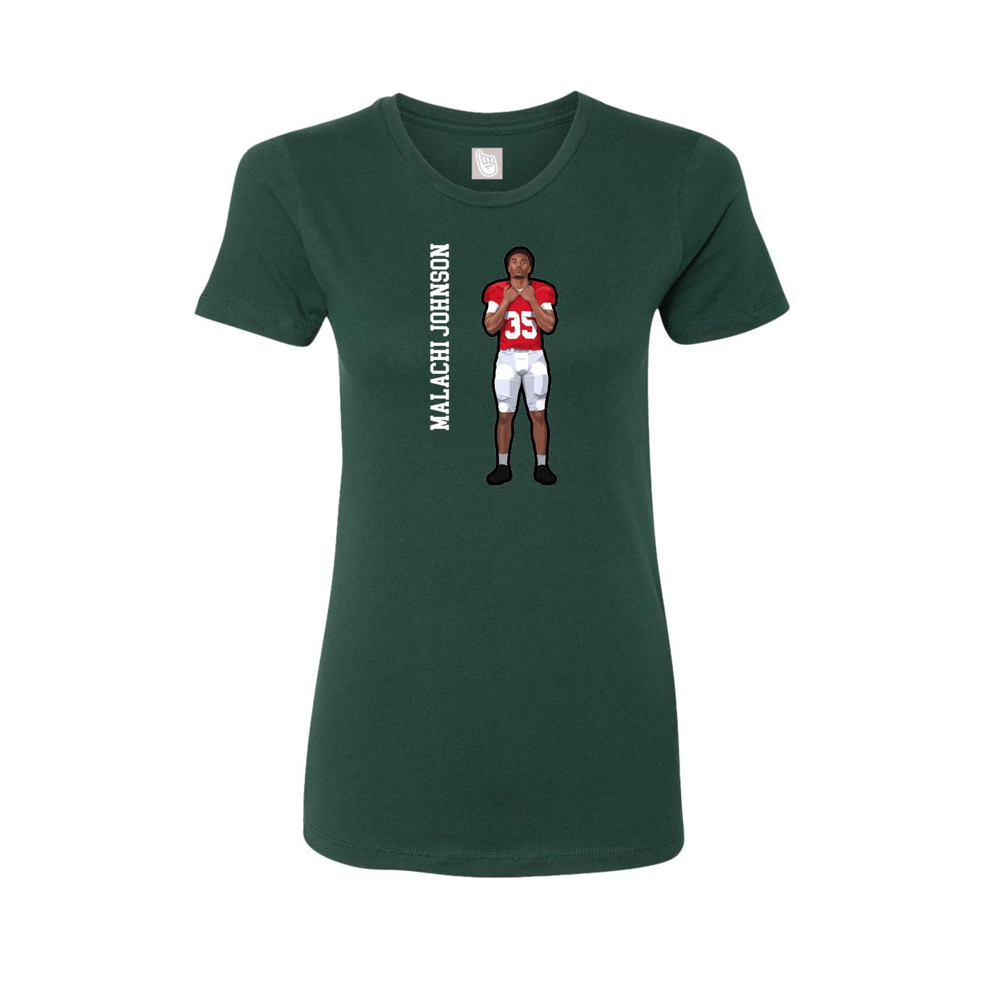 Fitted Women's Tee — Name Vertical in Green