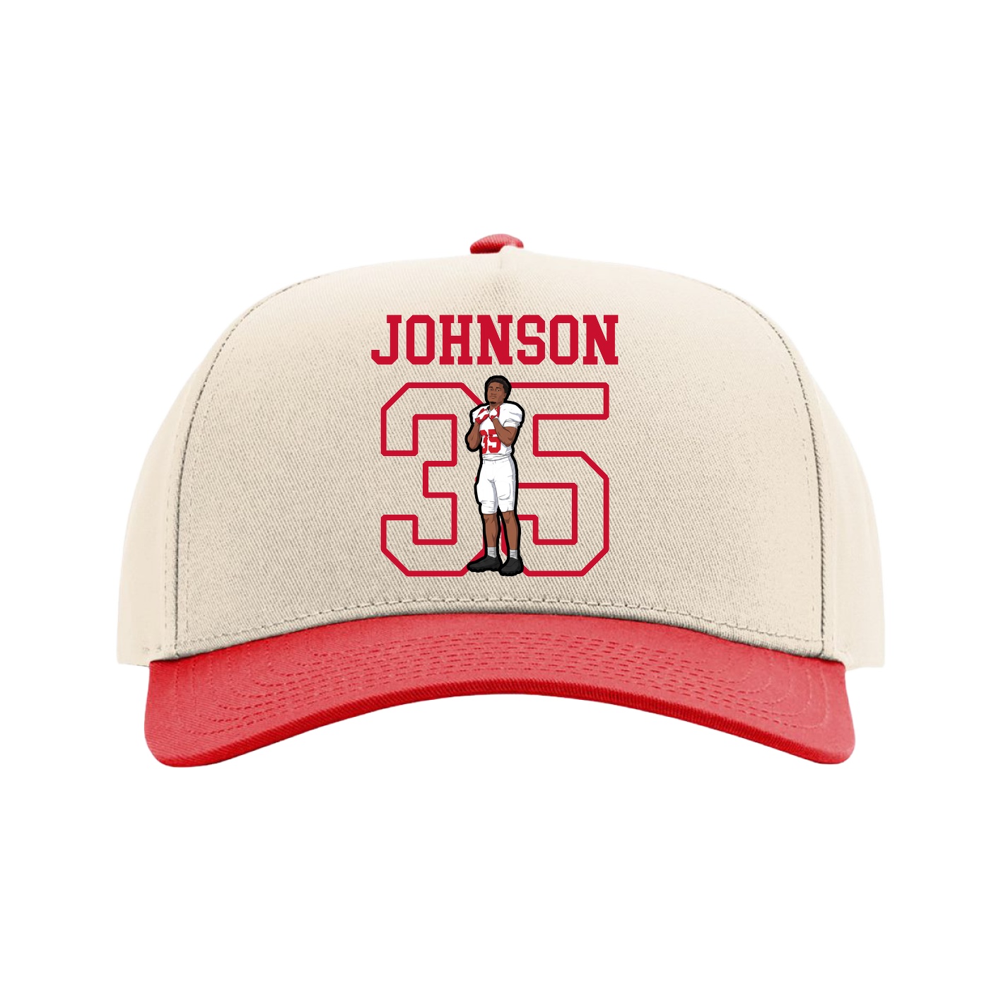 Full Fabric Five-Panel Champ Cap — Shirsey in Cream/Red