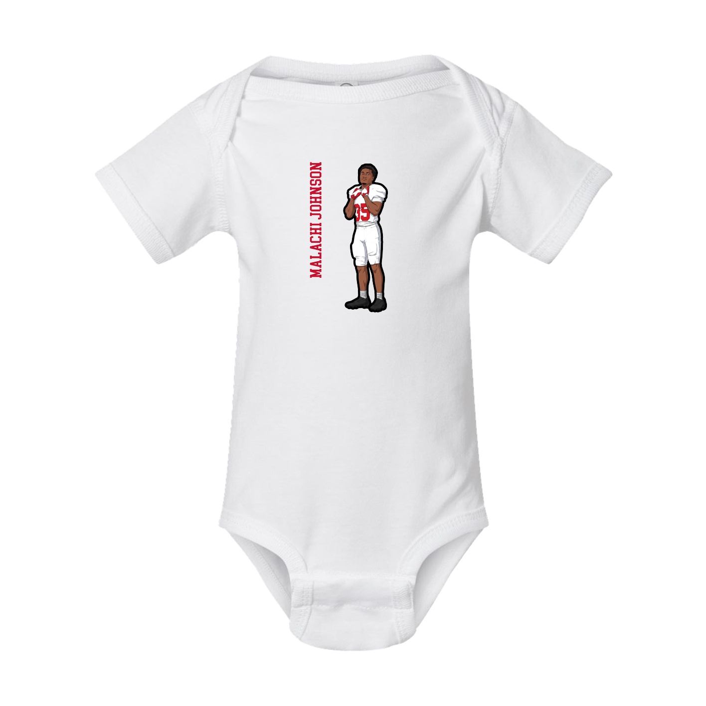 Baby Onesie — Name Vertical in White