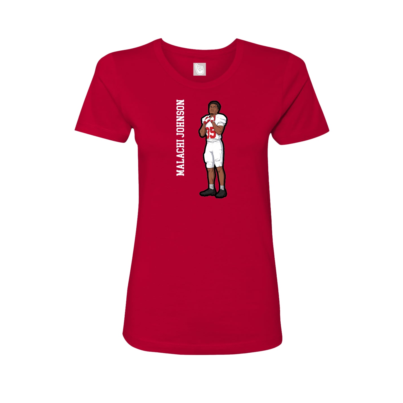 Fitted Women's Tee — Name Vertical in Red
