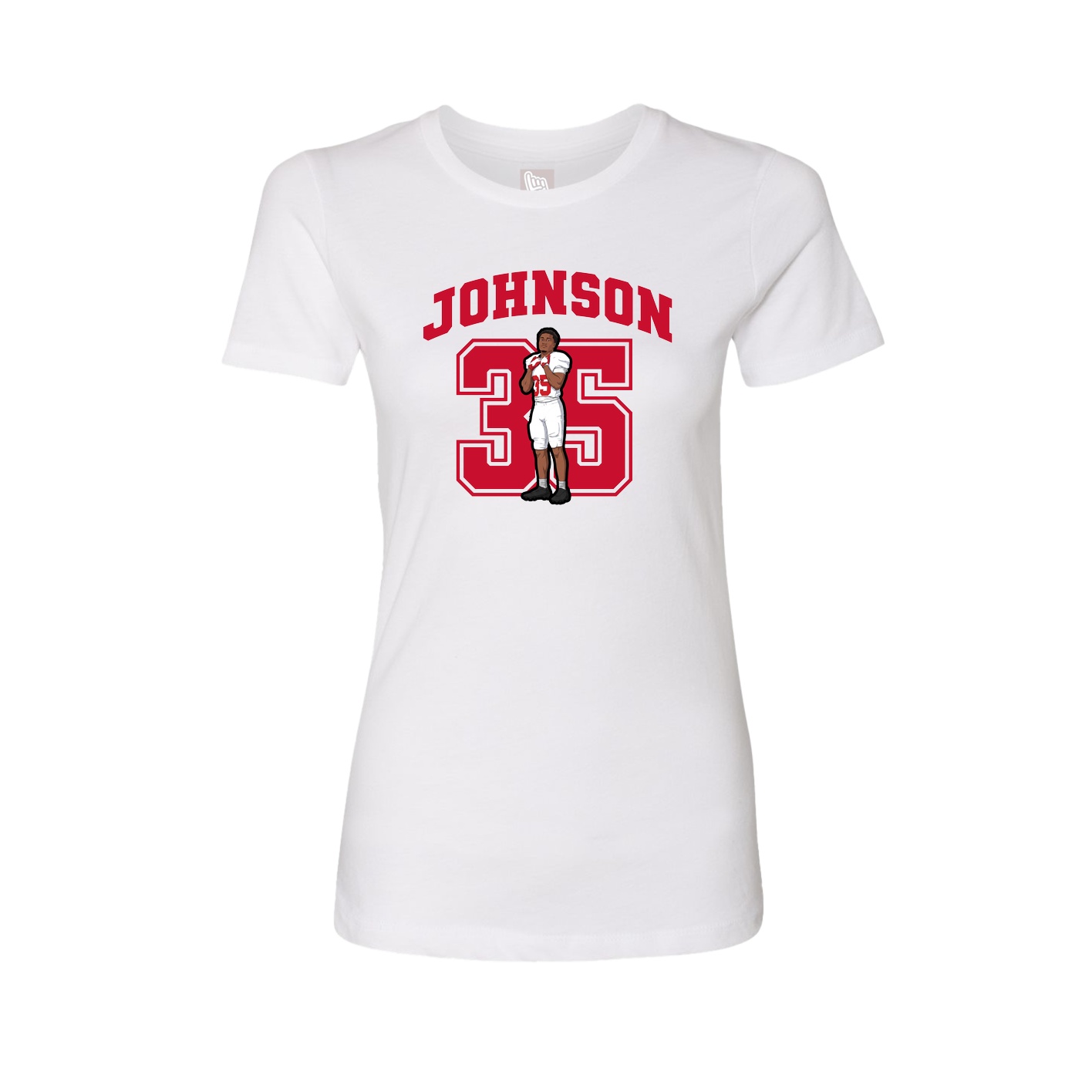 Fitted Women's Tee — Number in White