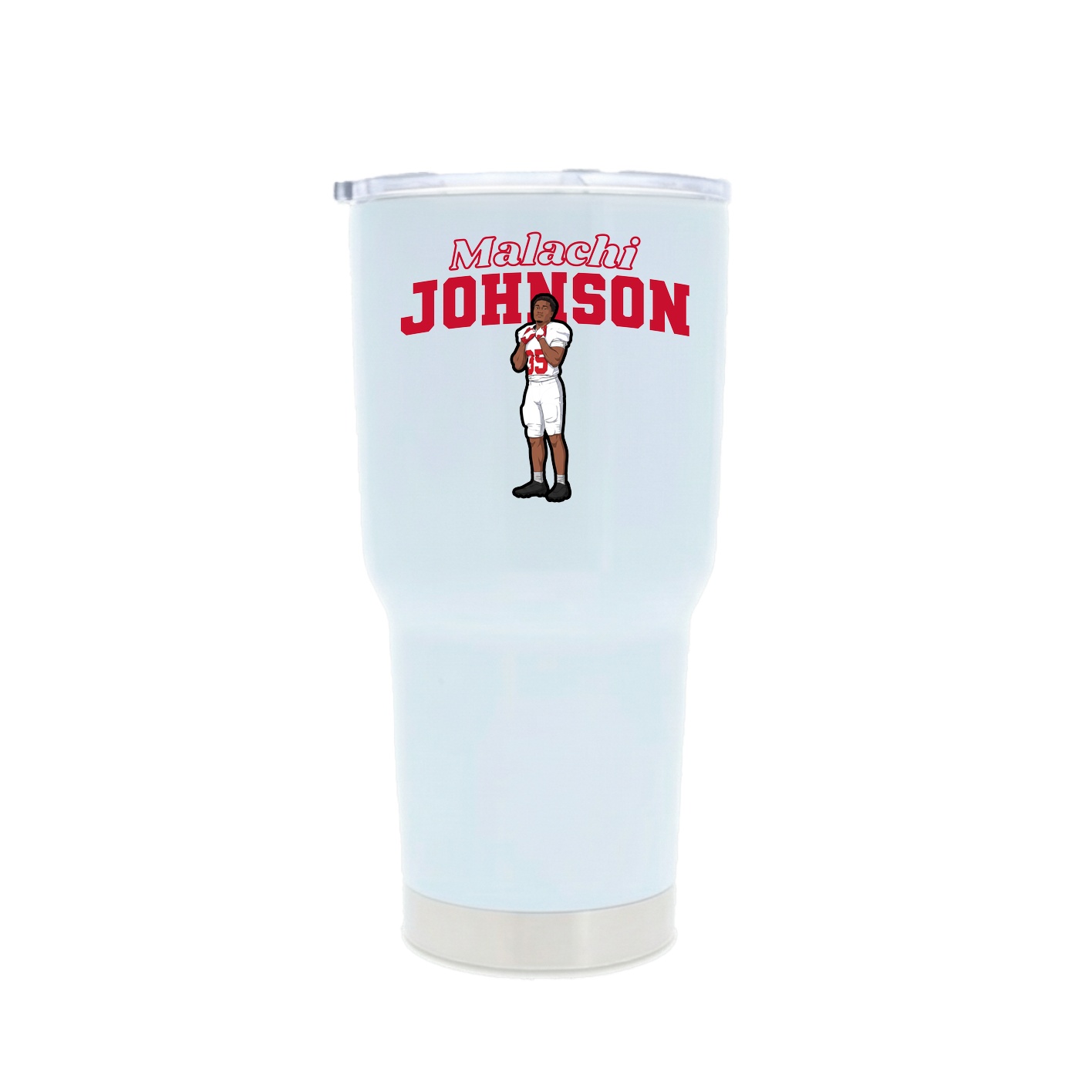 30oz Stainless Steel Tumbler — Name Arch in White