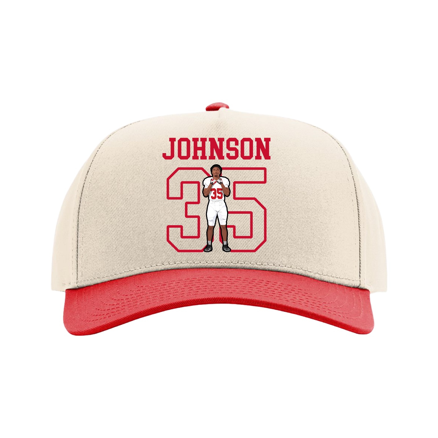 Full Fabric Five-Panel Champ Cap — Shirsey in Cream/Red