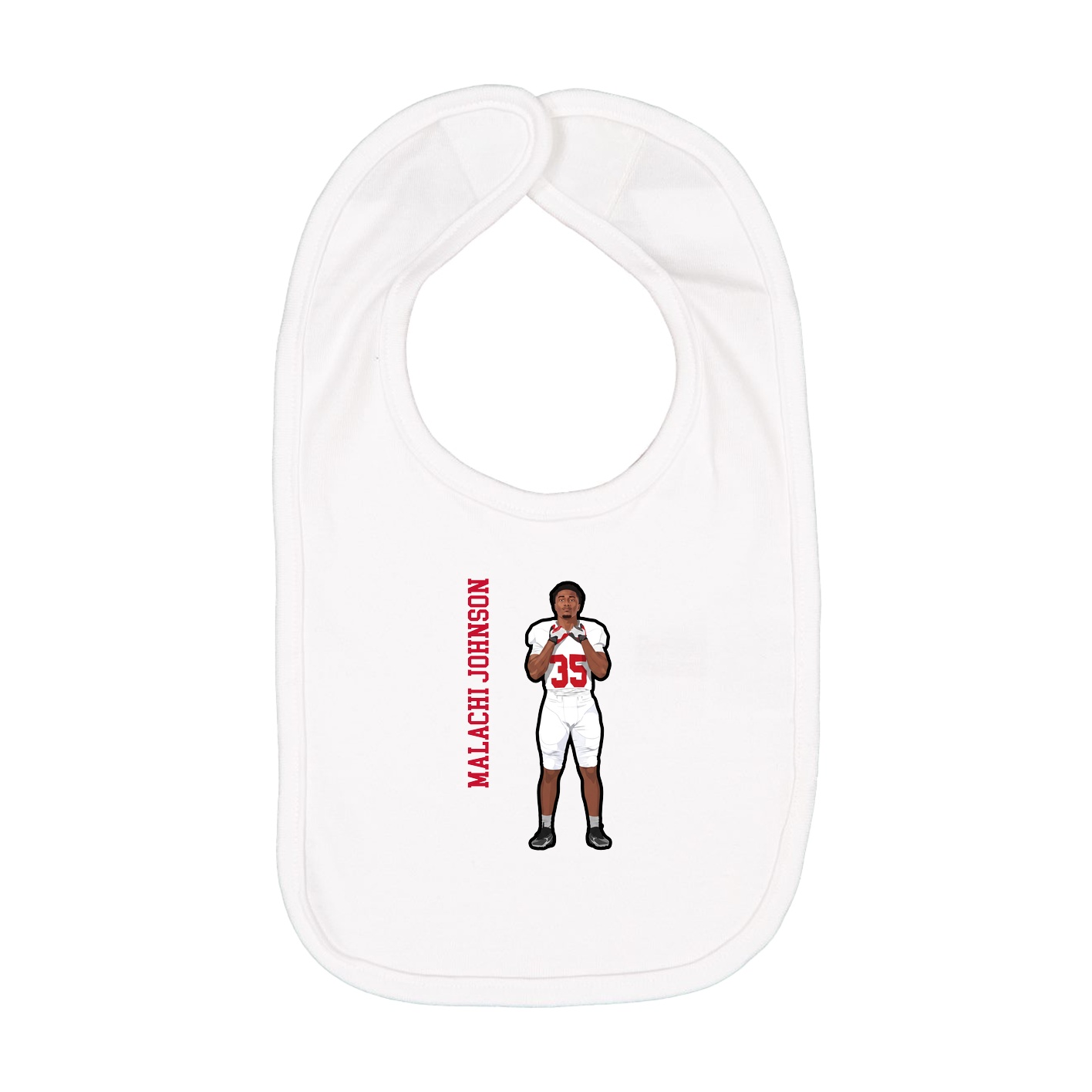 Infant Bib — Name Vertical in White