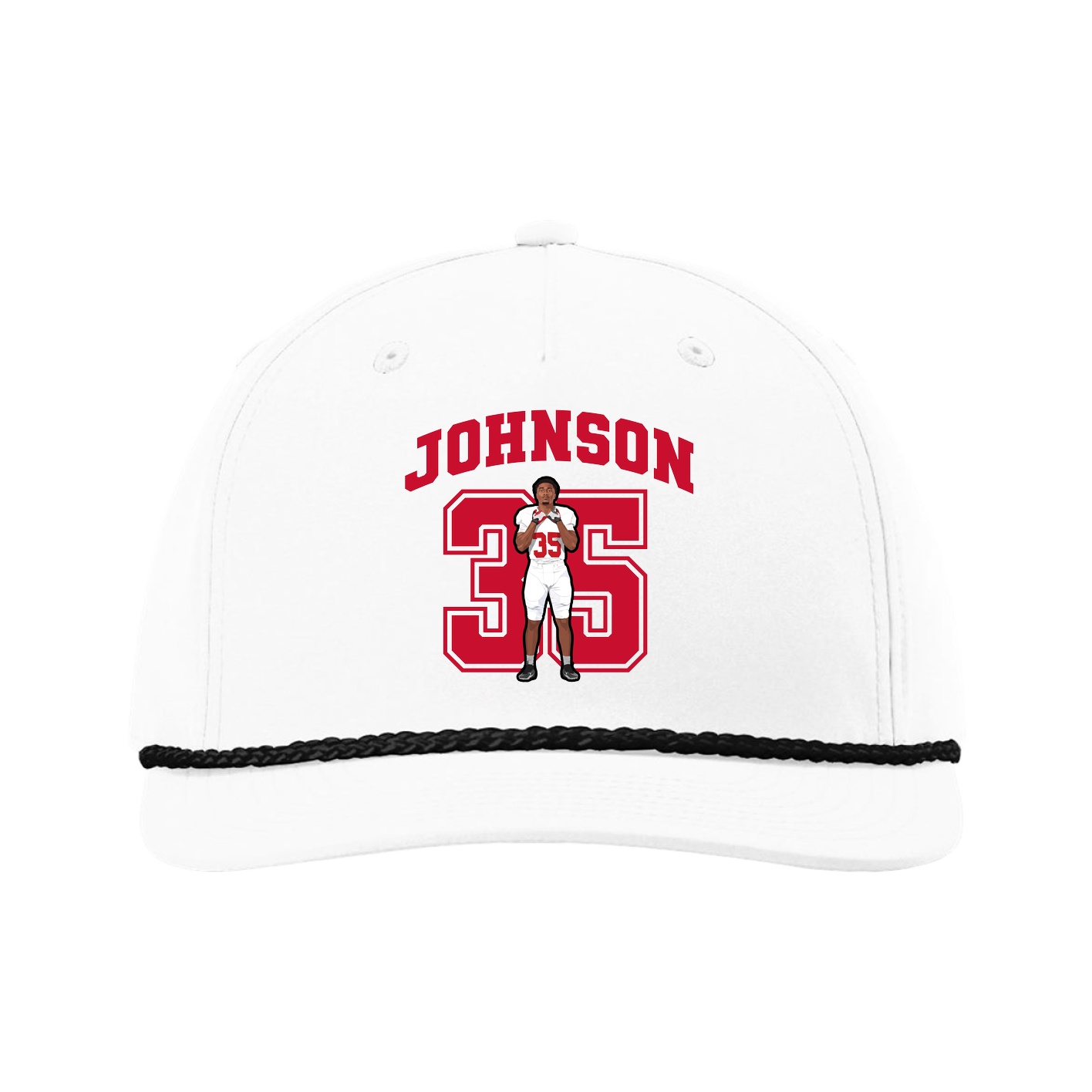 Five-Panel Classic Rope Cap — Number in White