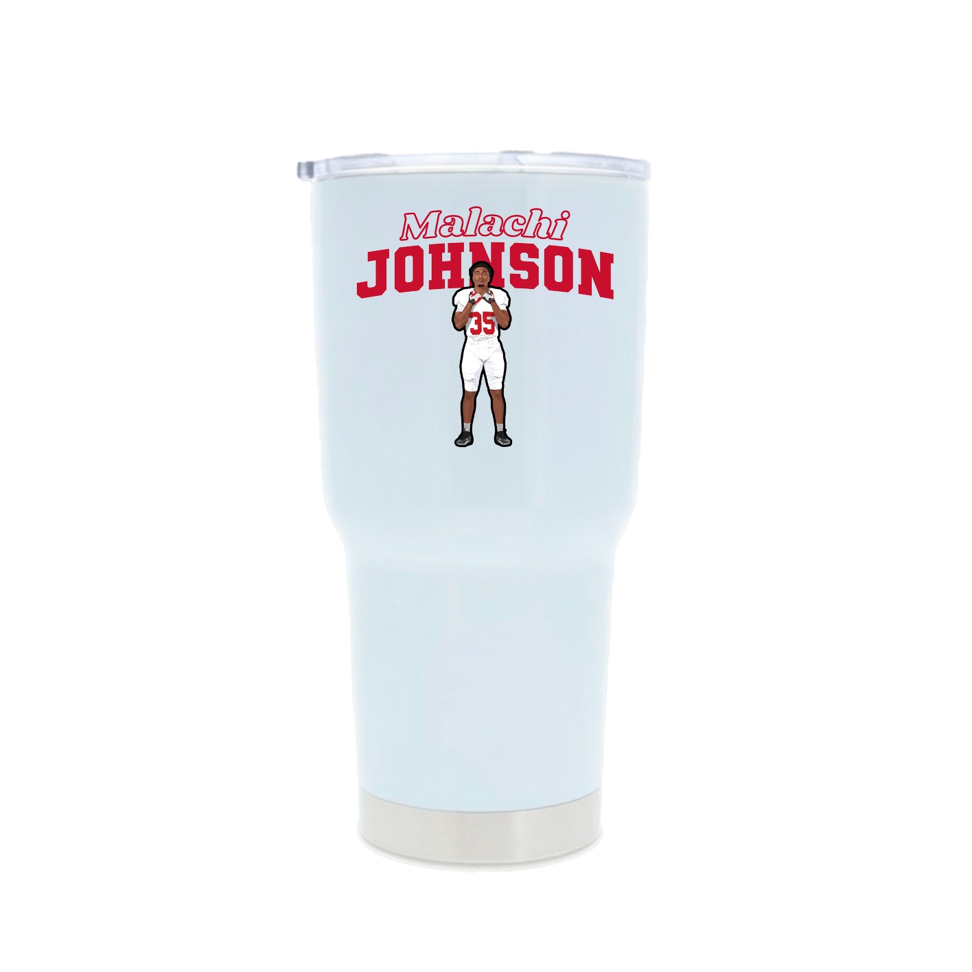 30oz Stainless Steel Tumbler — Name Arch in White