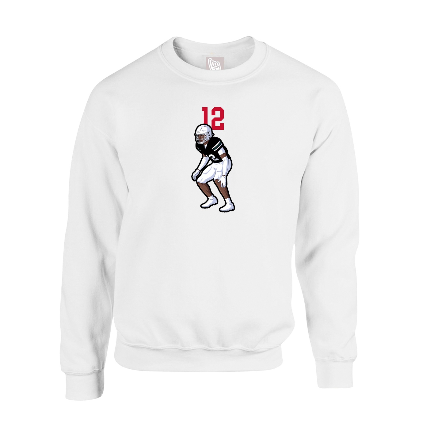 Fleece Crew — Number Top in White