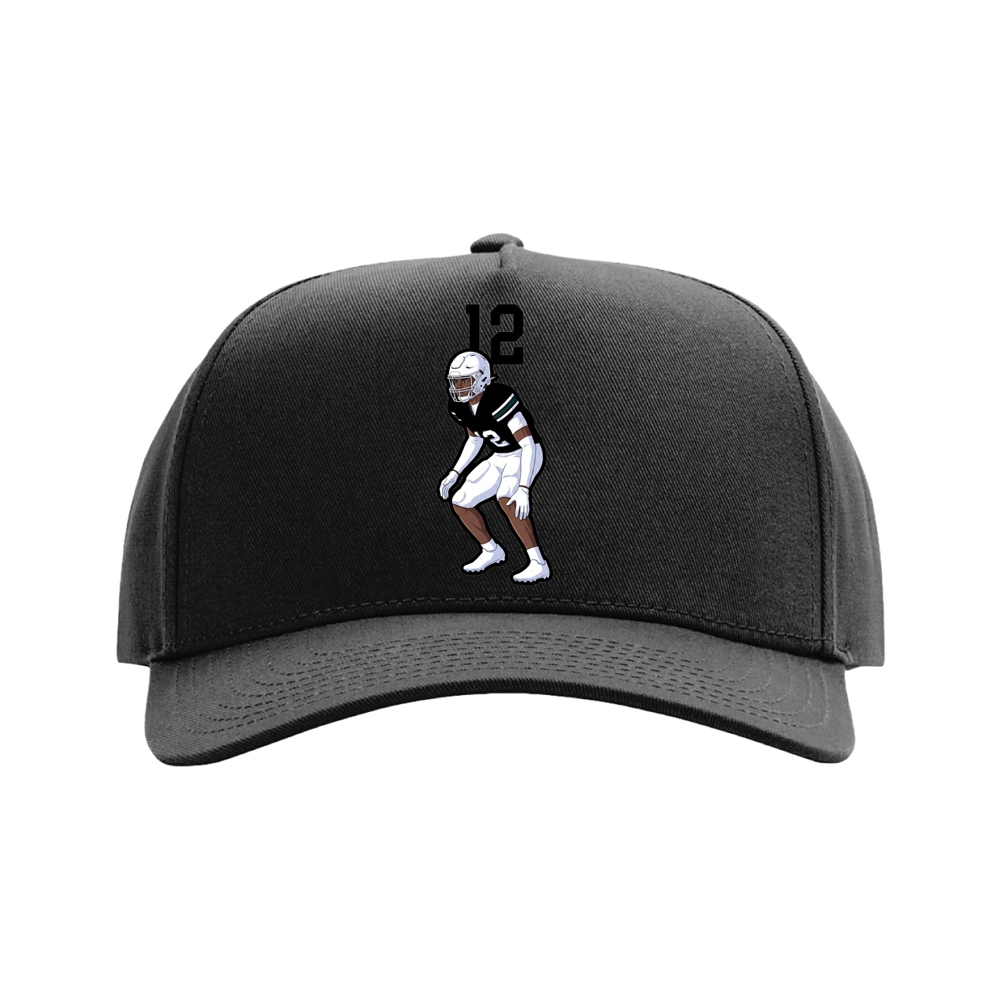 Full Fabric Five-Panel Champ Cap — Number Top in Black