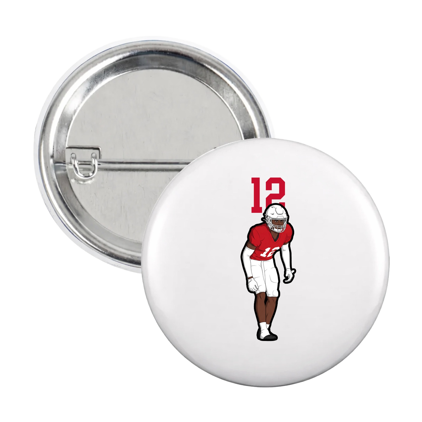 Game Day Button — Number Top in White