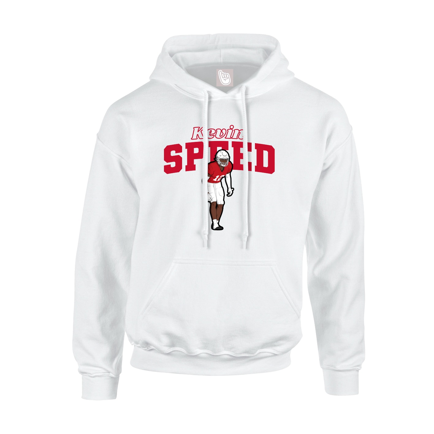 Youth Hoodie — Name Arch in White