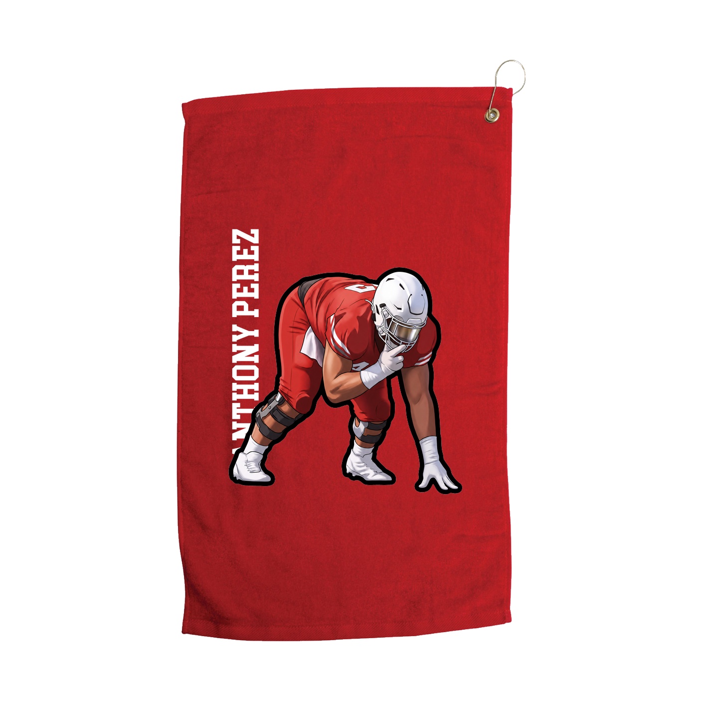 Golf Towel — Name Vertical in Red