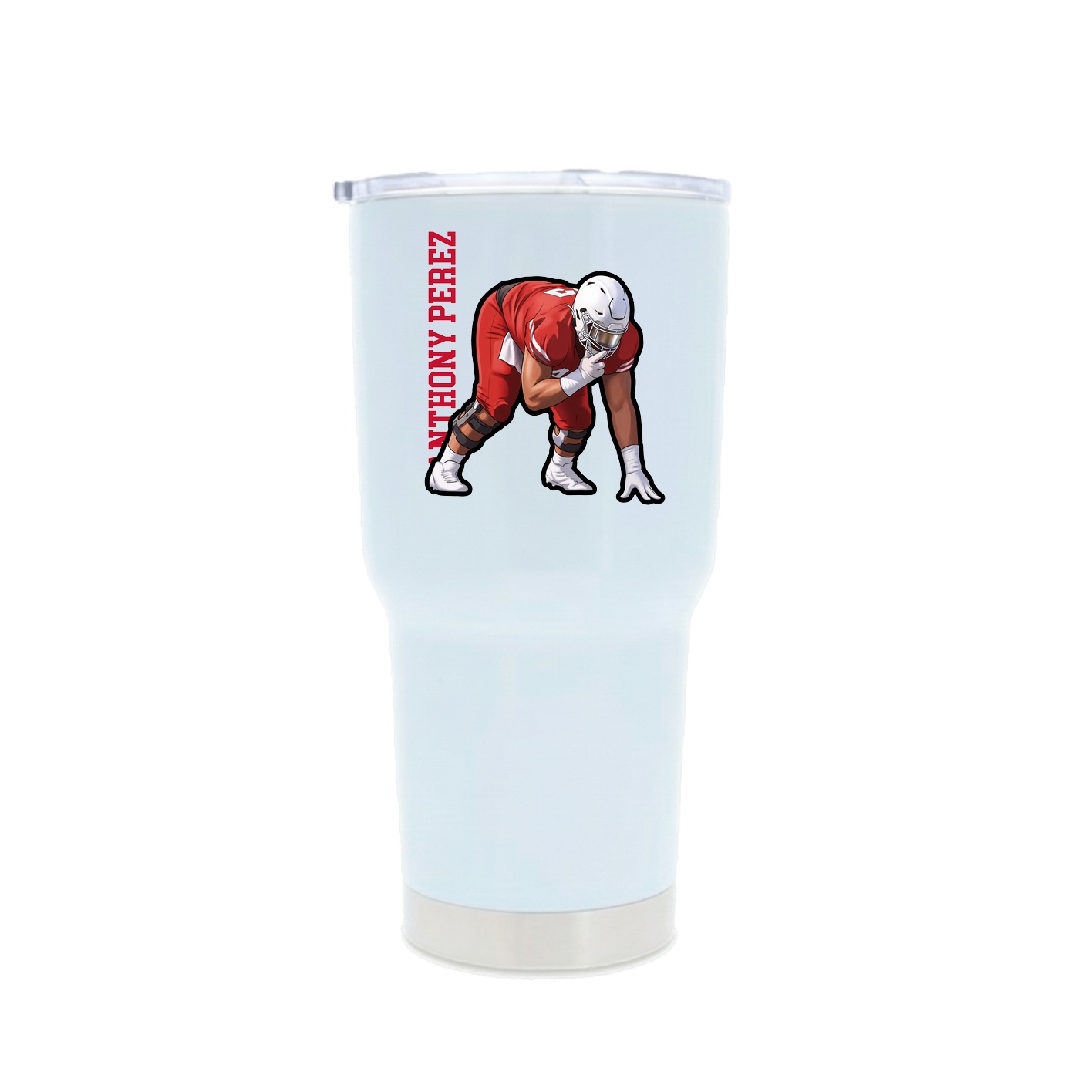 30oz Stainless Steel Tumbler — Name Vertical in White
