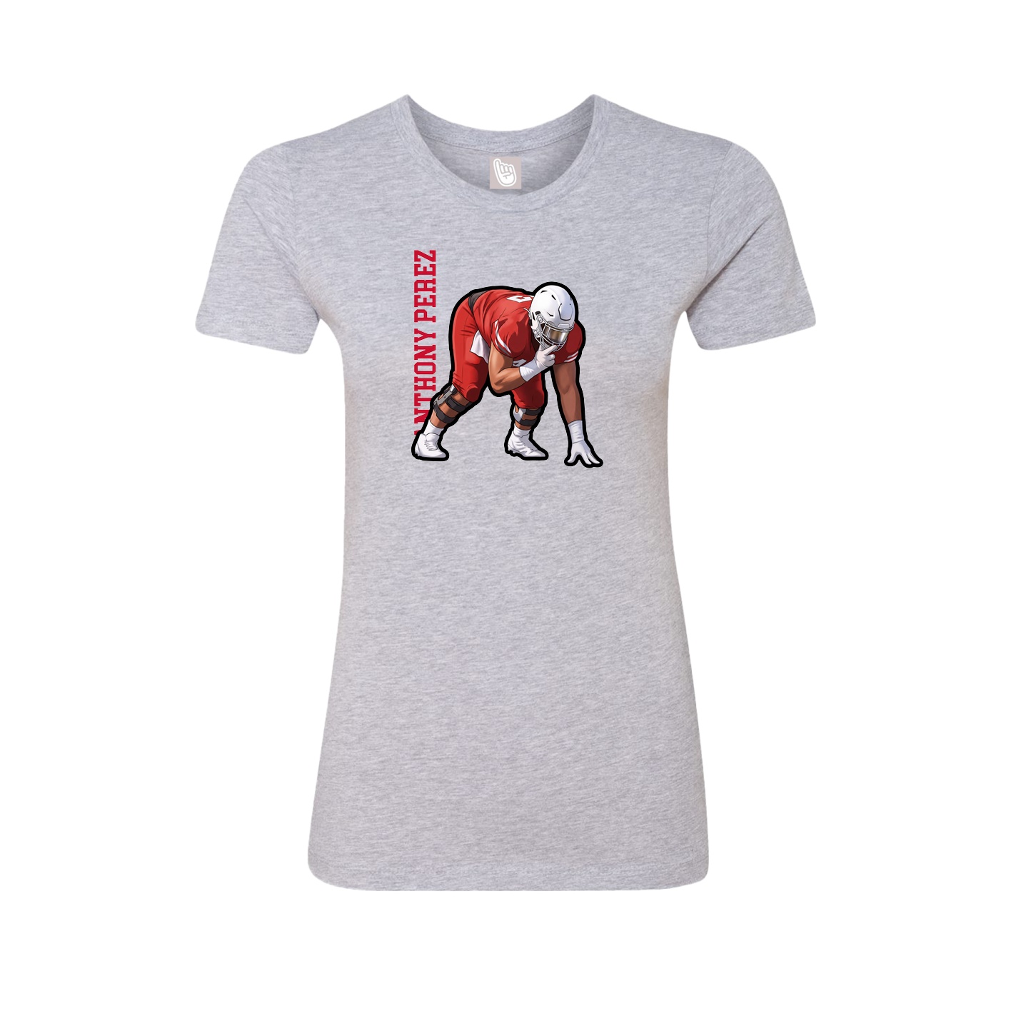 Fitted Women's Tee — Name Vertical in Grey