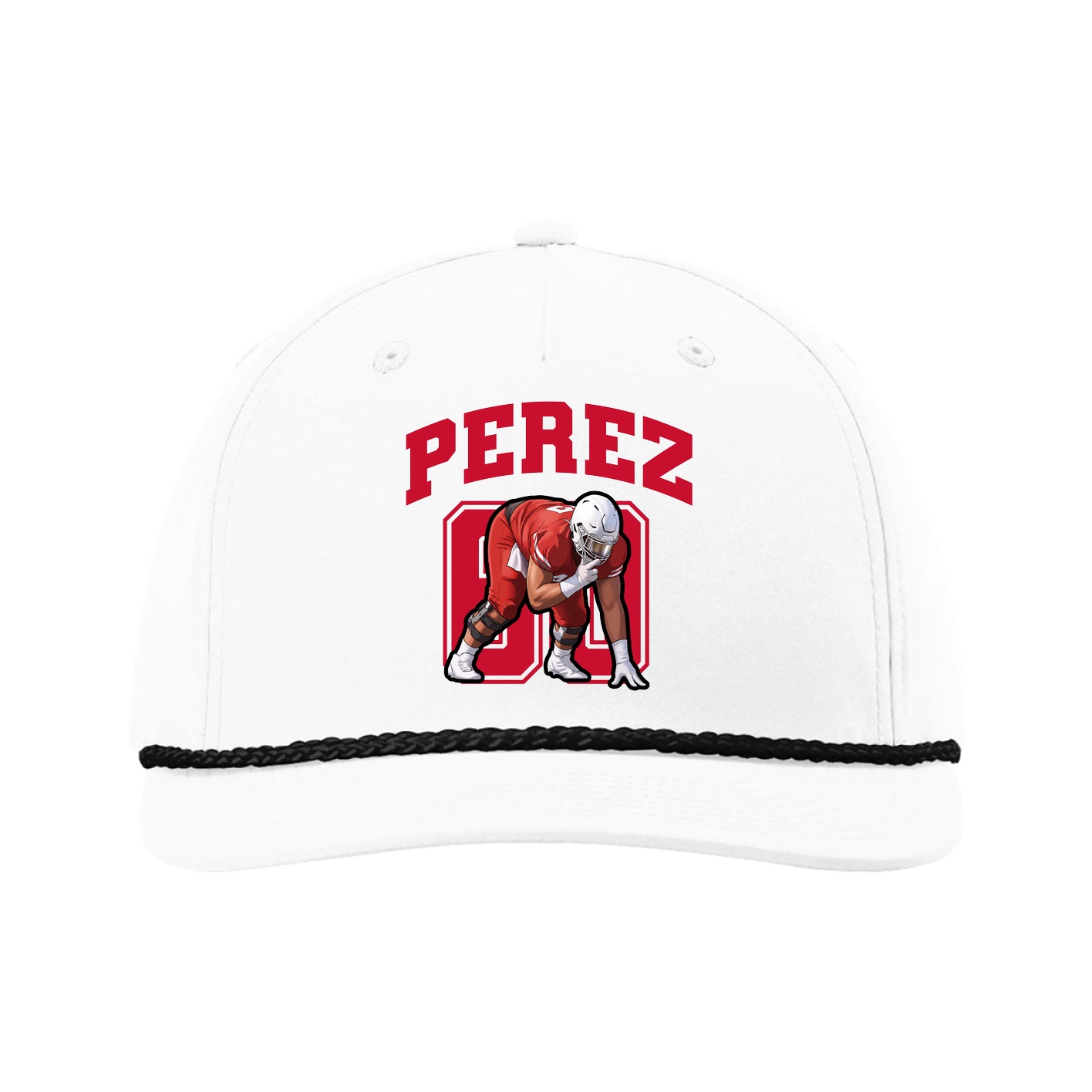 Five-Panel Classic Rope Cap — Number in White