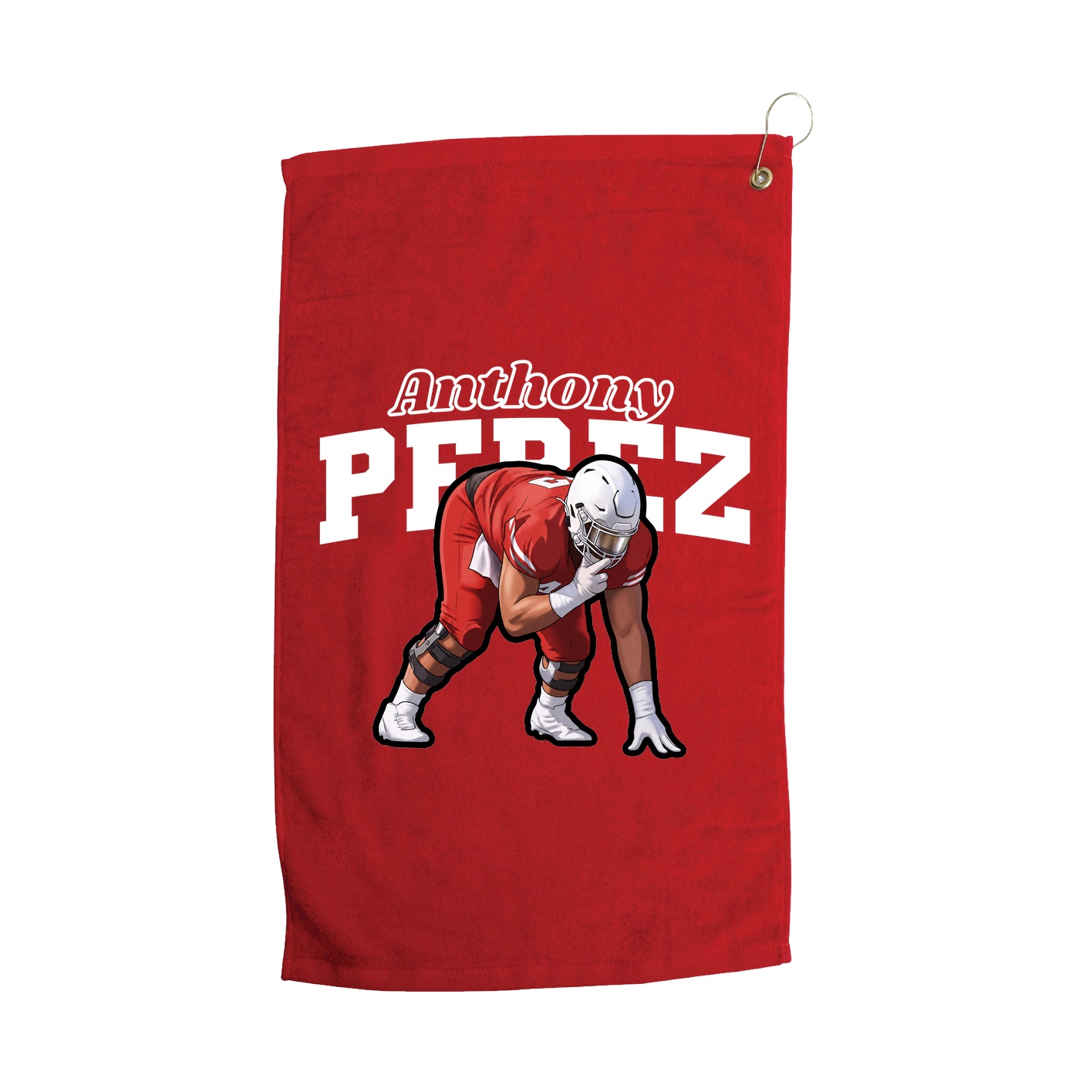 Golf Towel — Name Arch in Red
