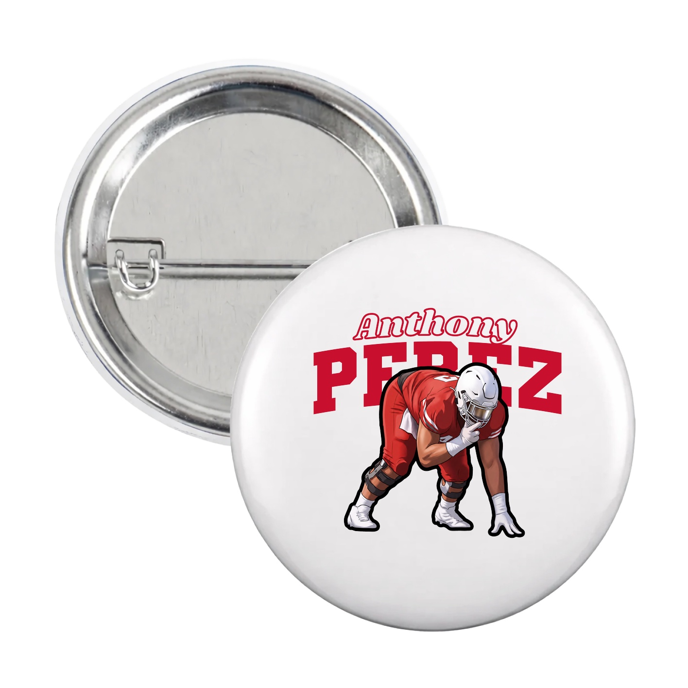 Game Day Button — Name Arch in White