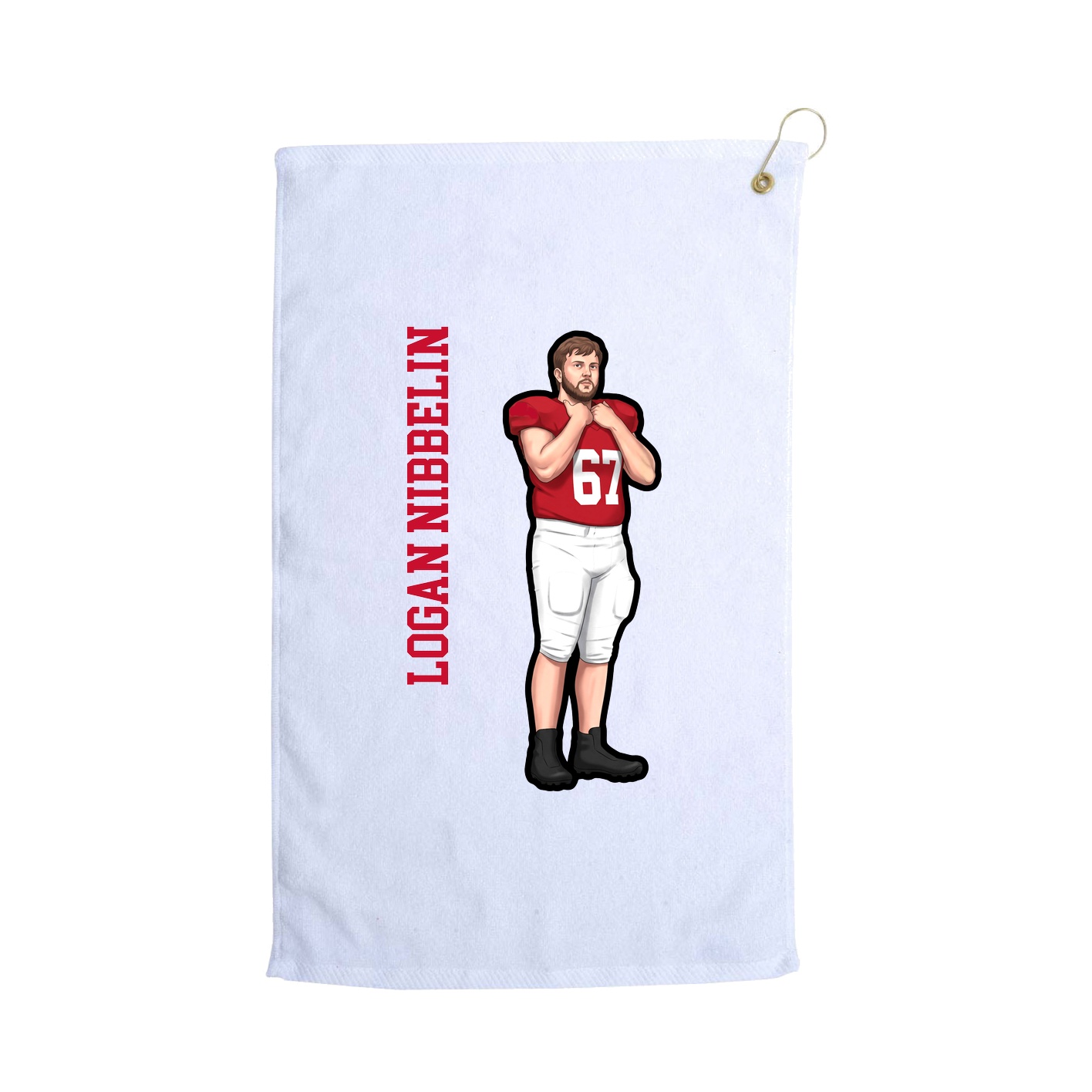 Golf Towel — Name Vertical in White