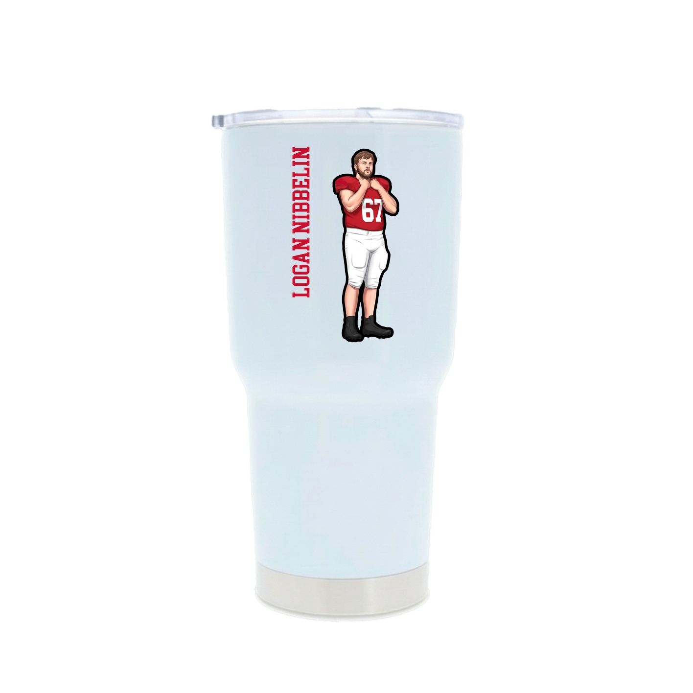 30oz Stainless Steel Tumbler — Name Vertical in White