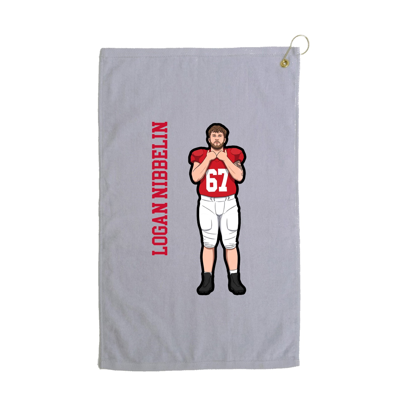 Golf Towel — Name Vertical in Grey