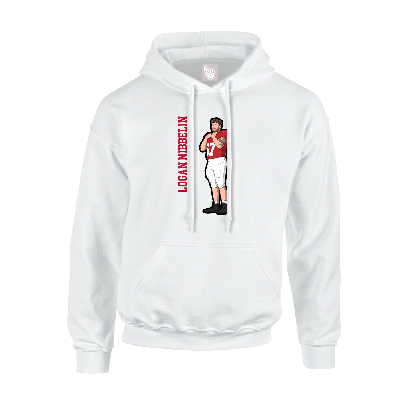Youth Hoodie — Name Vertical in White