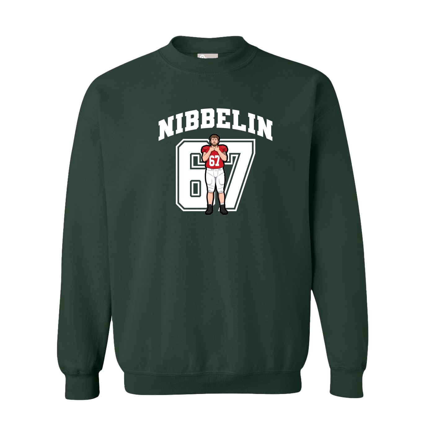 Fleece Crew — Number in Green