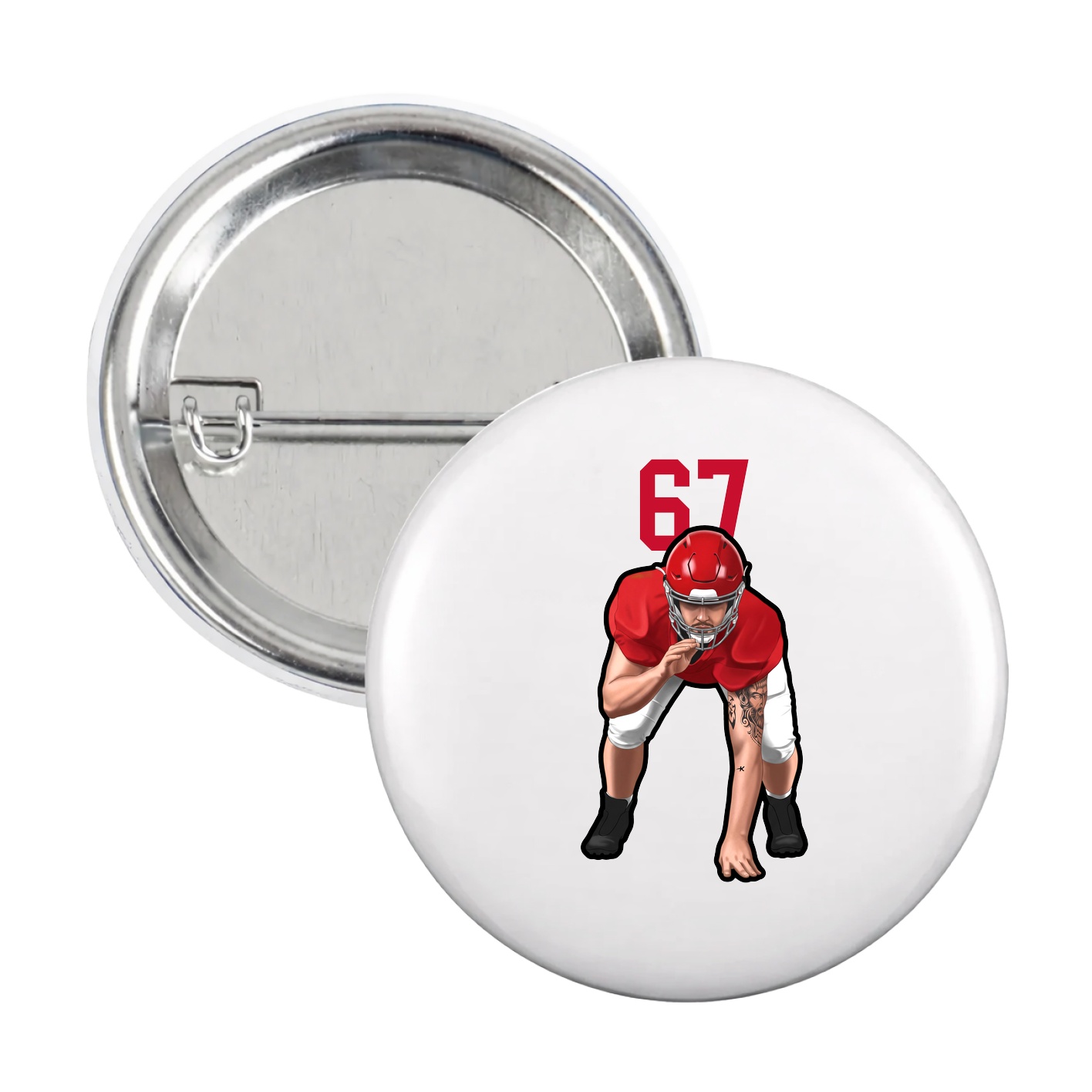 Game Day Button — Number Top in White