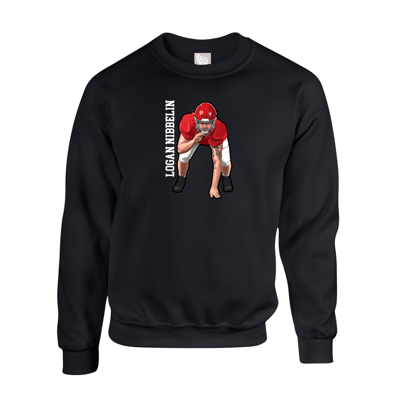 Fleece Crew — Name Vertical in Black