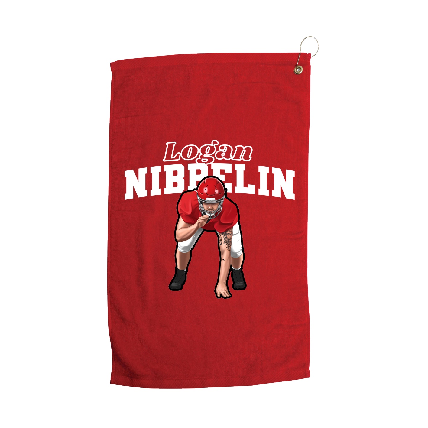 Golf Towel — Name Arch in Red