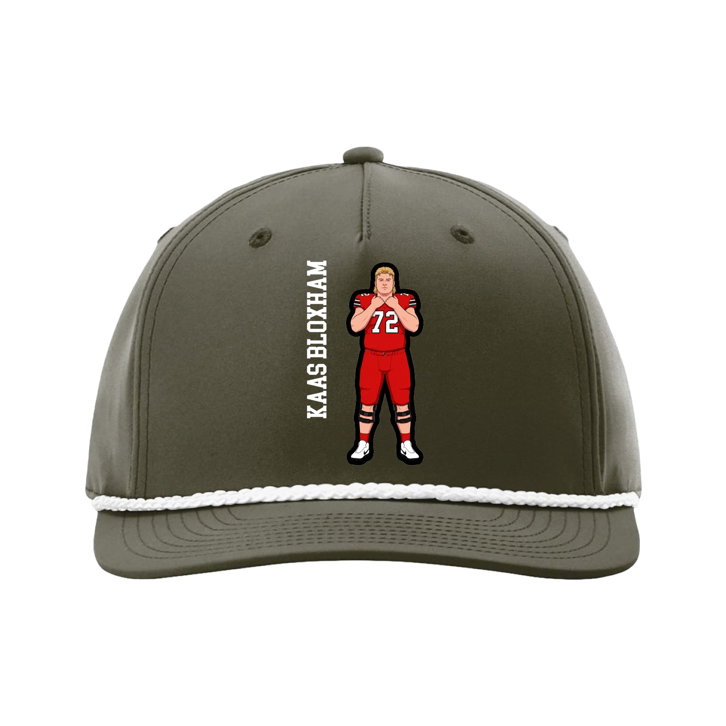 Five-Panel Classic Rope Cap — Name Vertical in Green