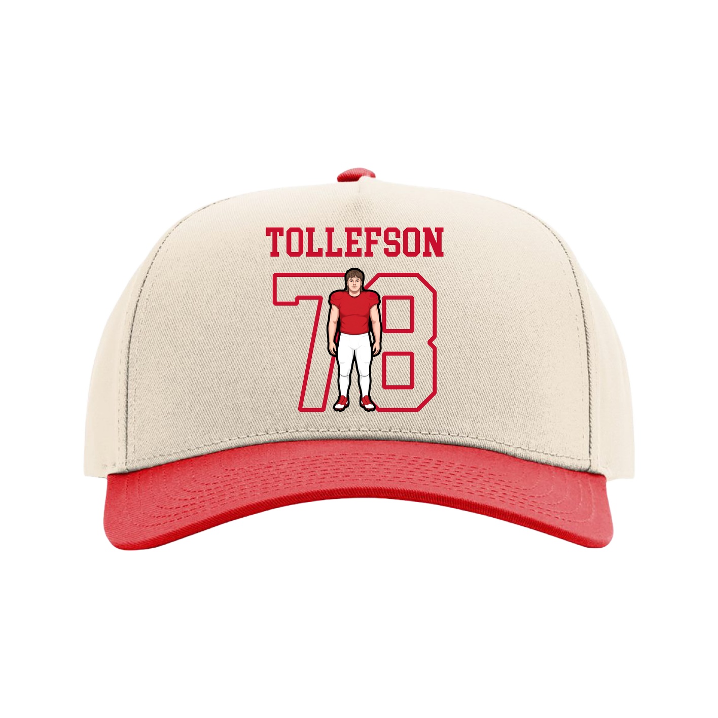 Full Fabric Five-Panel Champ Cap — Shirsey in Cream/Red