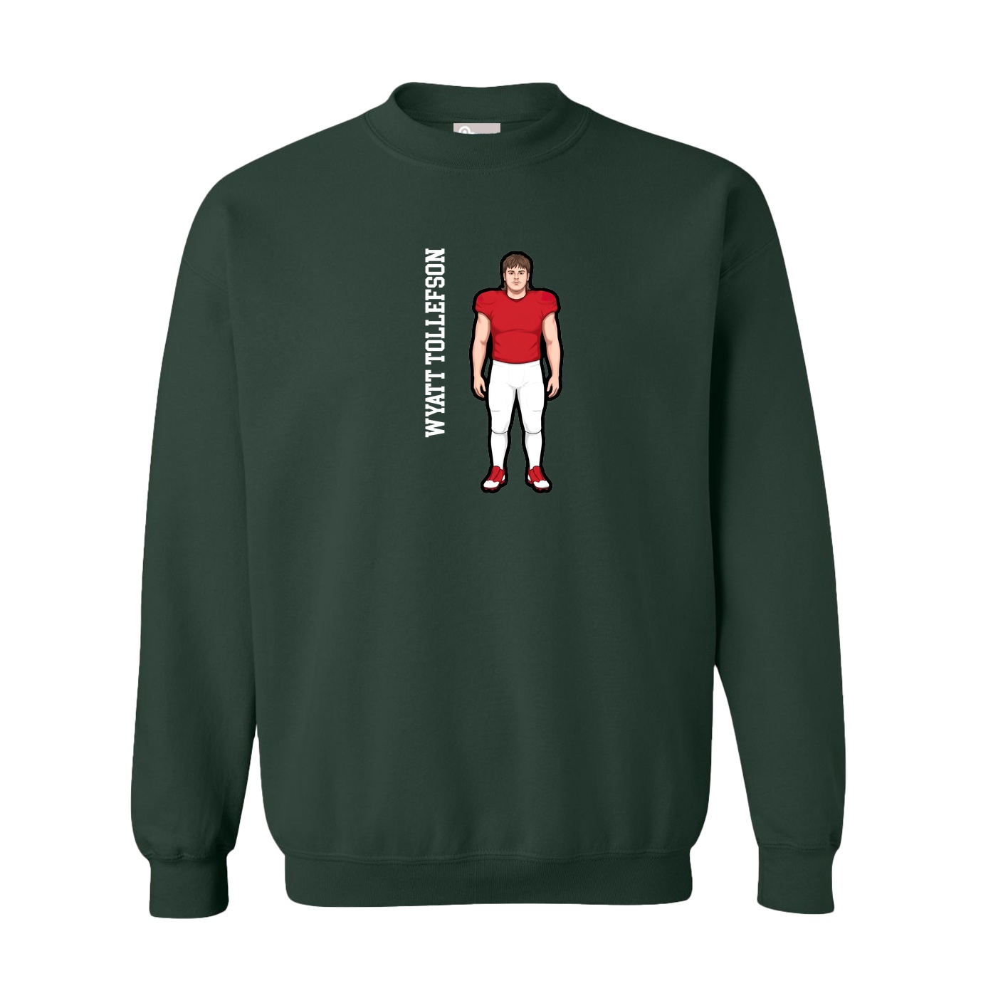 Fleece Crew — Name Vertical in Green