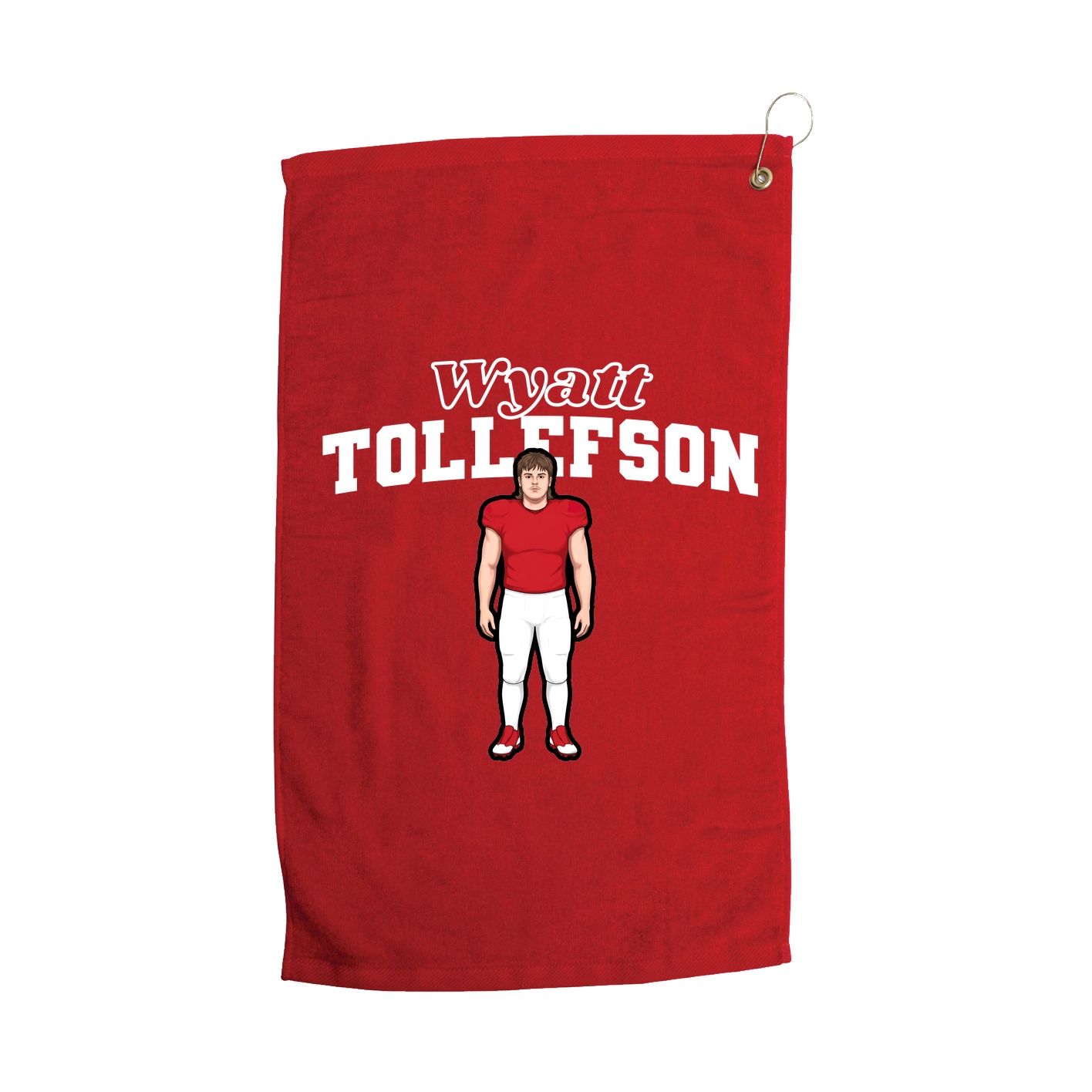 Golf Towel — Name Arch in Red