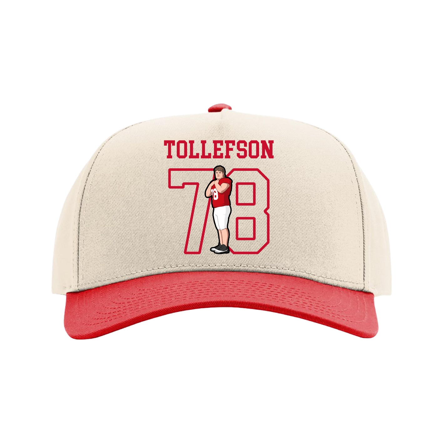 Full Fabric Five-Panel Champ Cap — Shirsey in Cream/Red