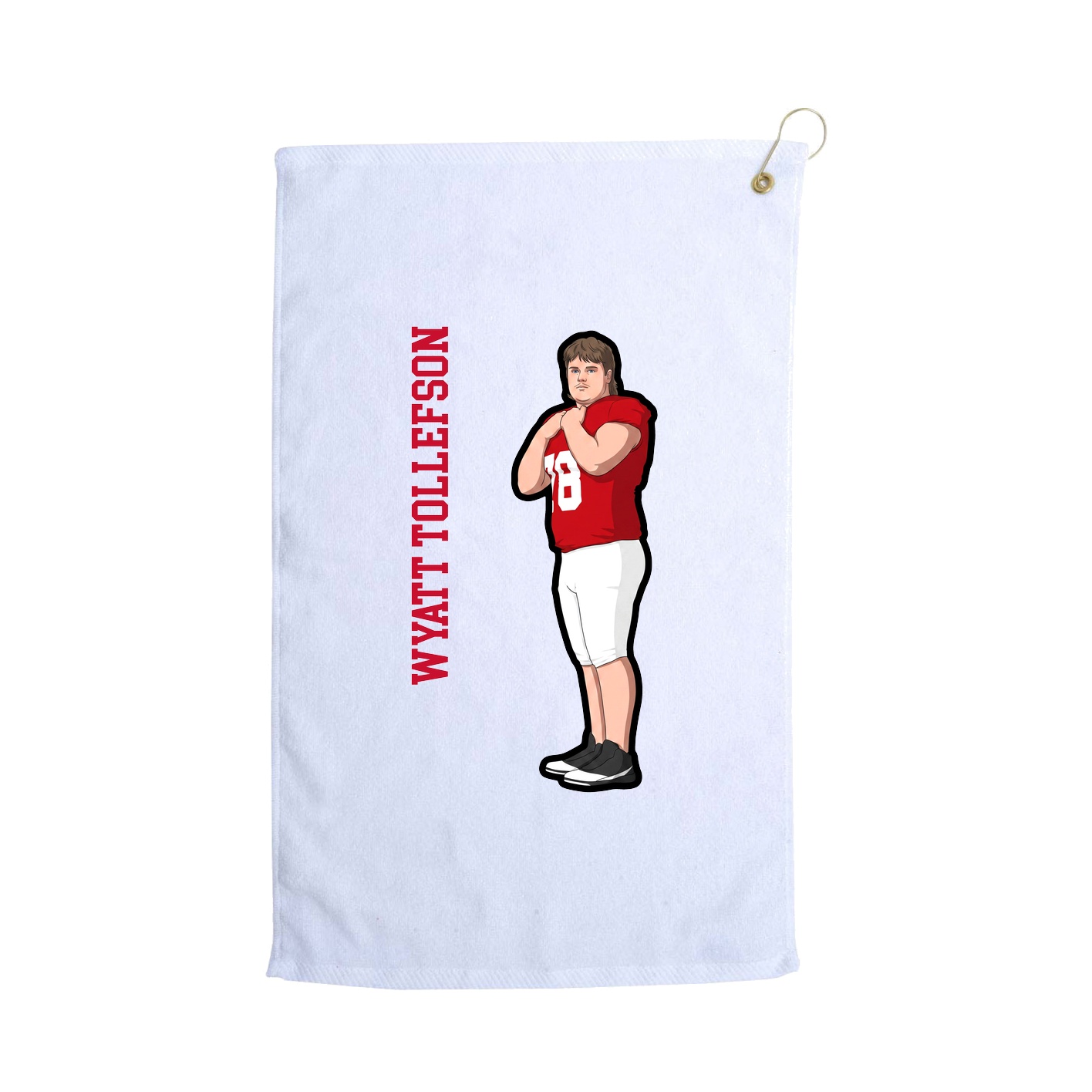 Golf Towel — Name Vertical in White
