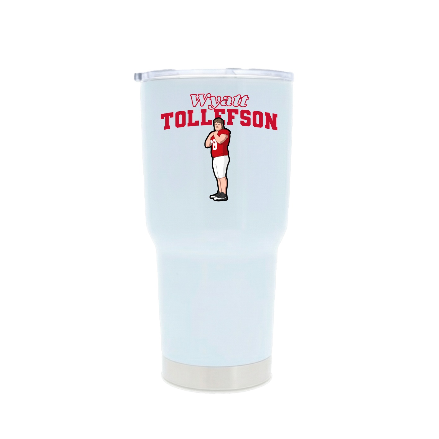 30oz Stainless Steel Tumbler — Name Arch in White