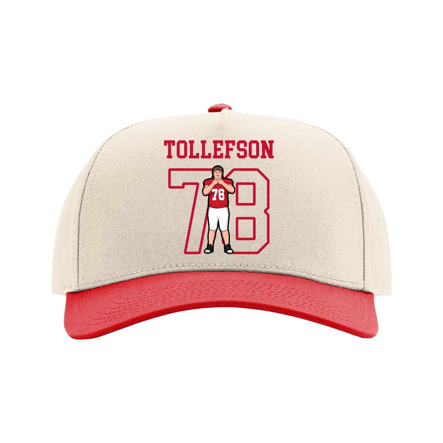 Full Fabric Five-Panel Champ Cap — Shirsey in Cream/Red