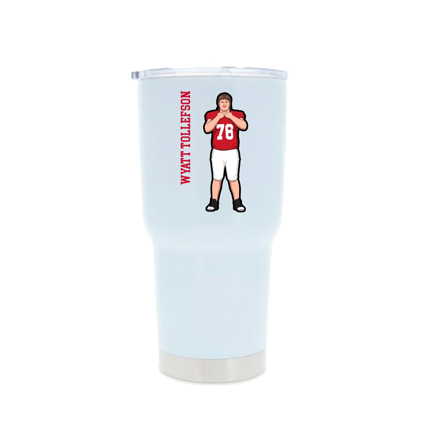 30oz Stainless Steel Tumbler — Name Vertical in White