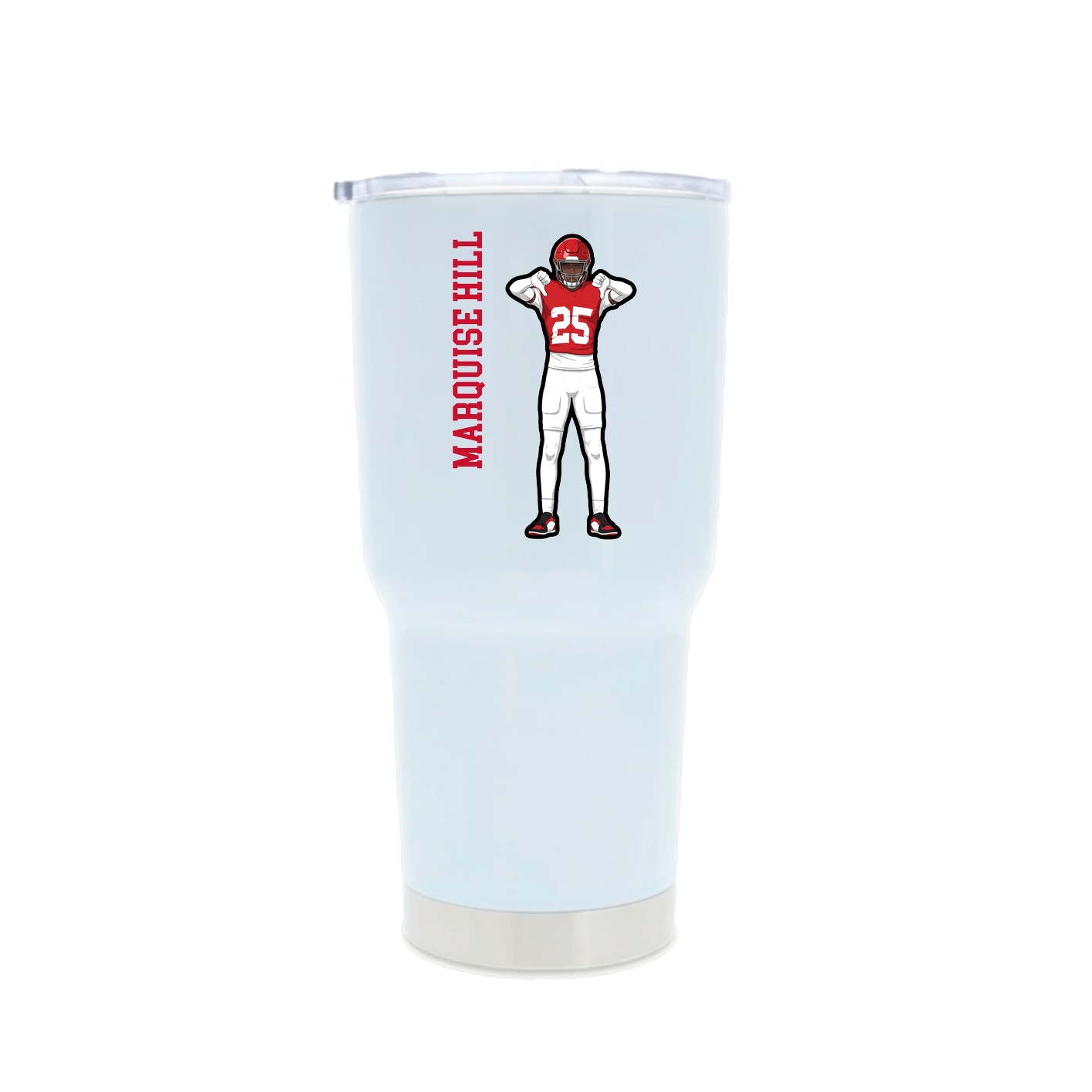 30oz Stainless Steel Tumbler — Name Vertical in White