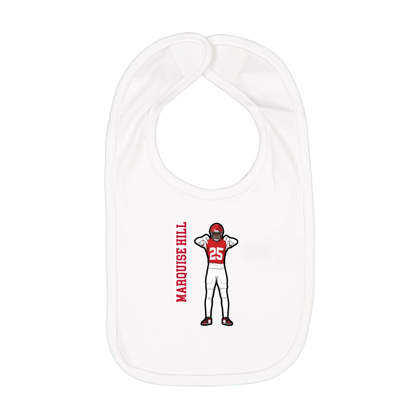 Infant Bib — Name Vertical in White