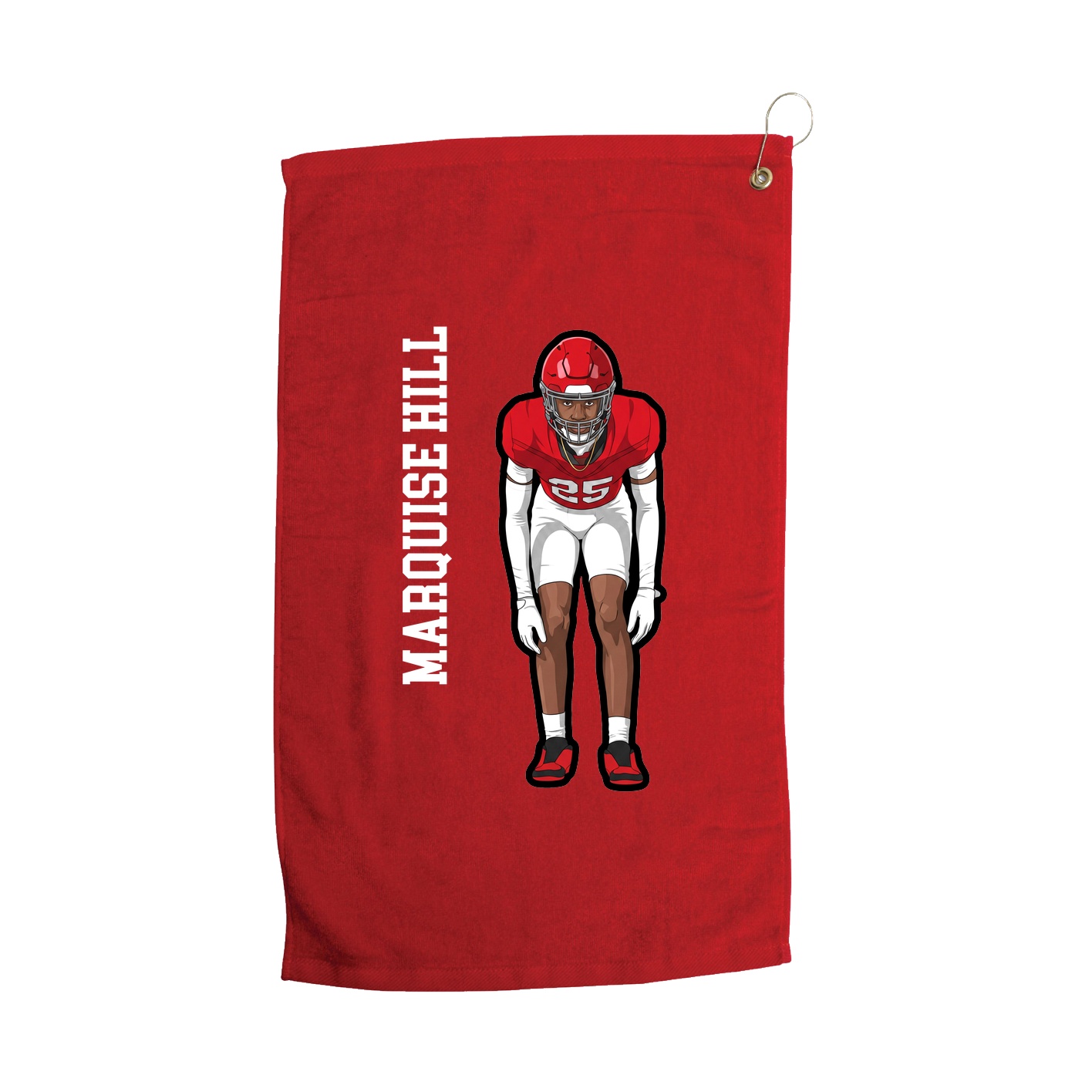 Golf Towel — Name Vertical in Red