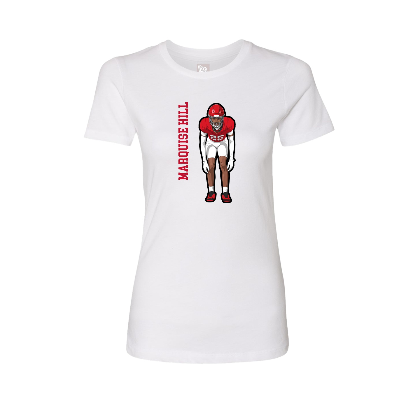 Fitted Women's Tee — Name Vertical in White
