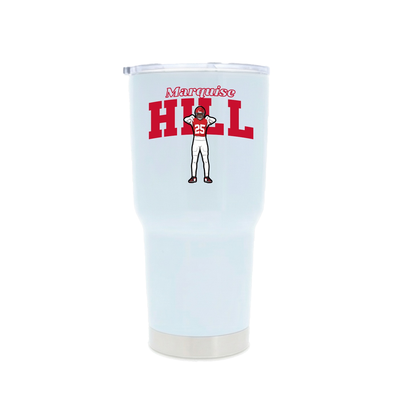 30oz Stainless Steel Tumbler — Name Arch in White