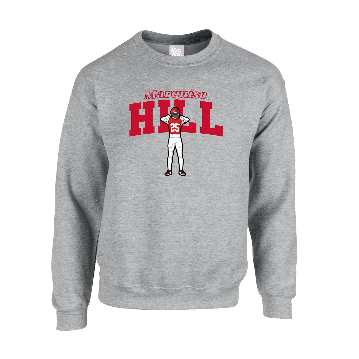 Fleece Crew — Name Arch in Grey