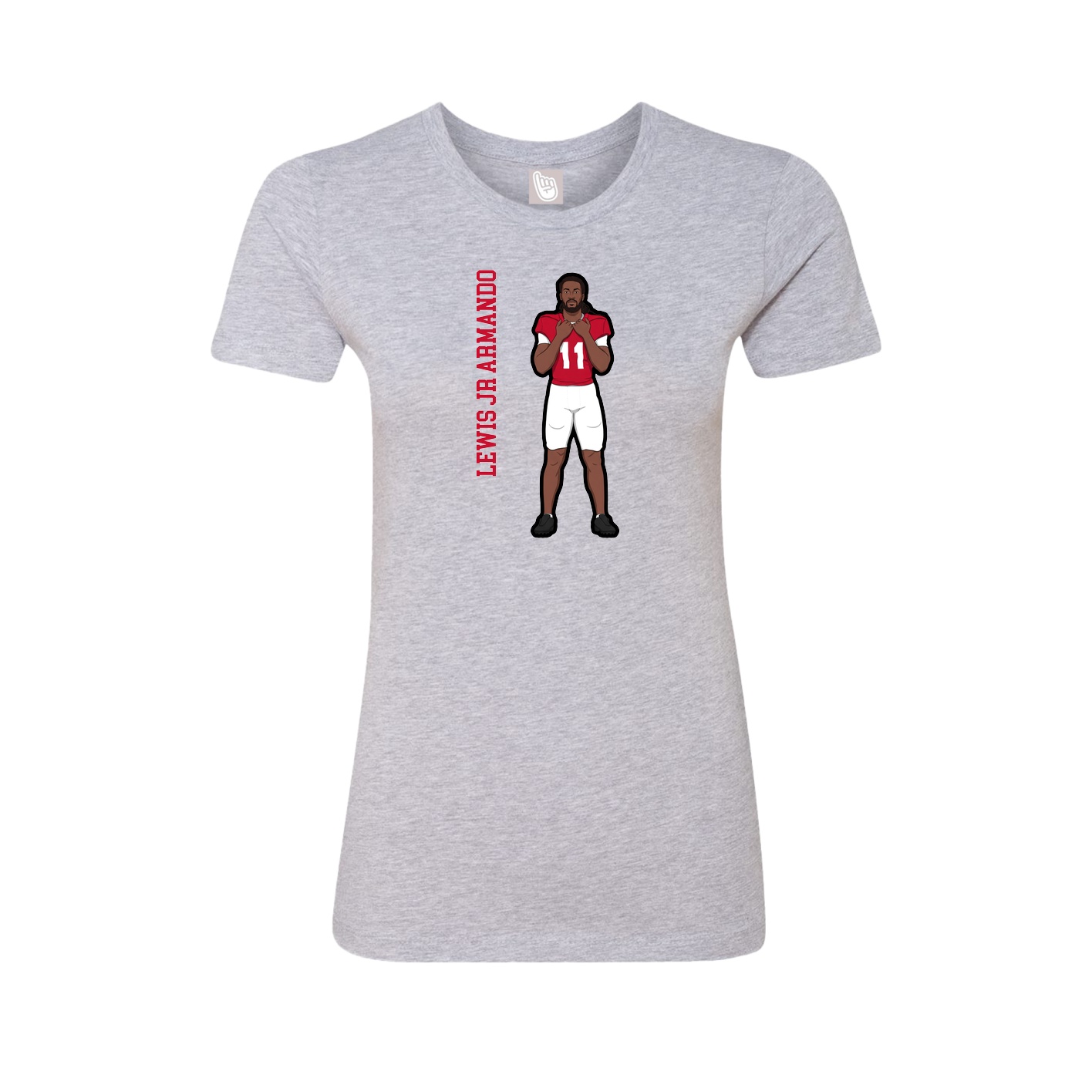 Fitted Women's Tee — Name Vertical in Grey