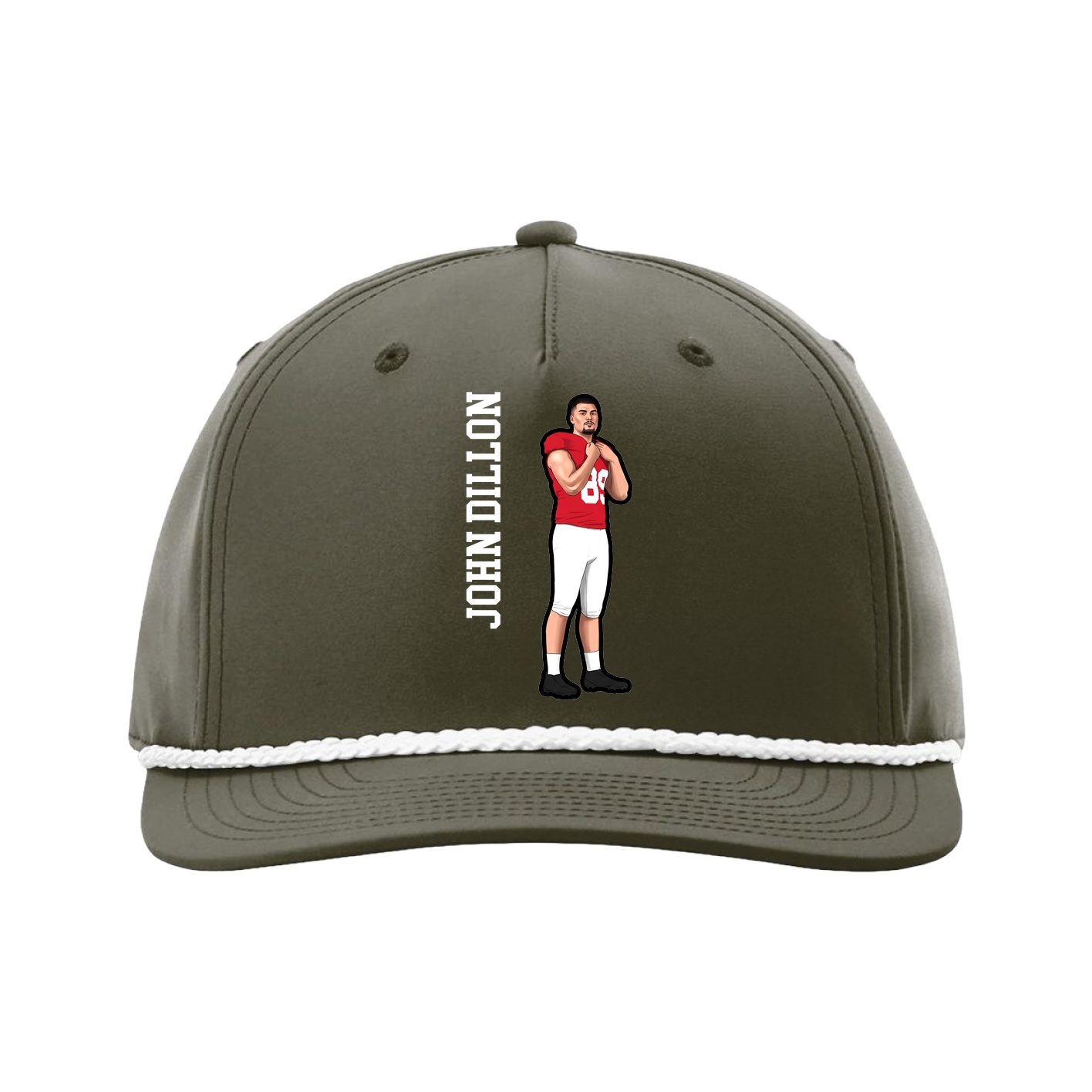 Five-Panel Classic Rope Cap — Name Vertical in Green
