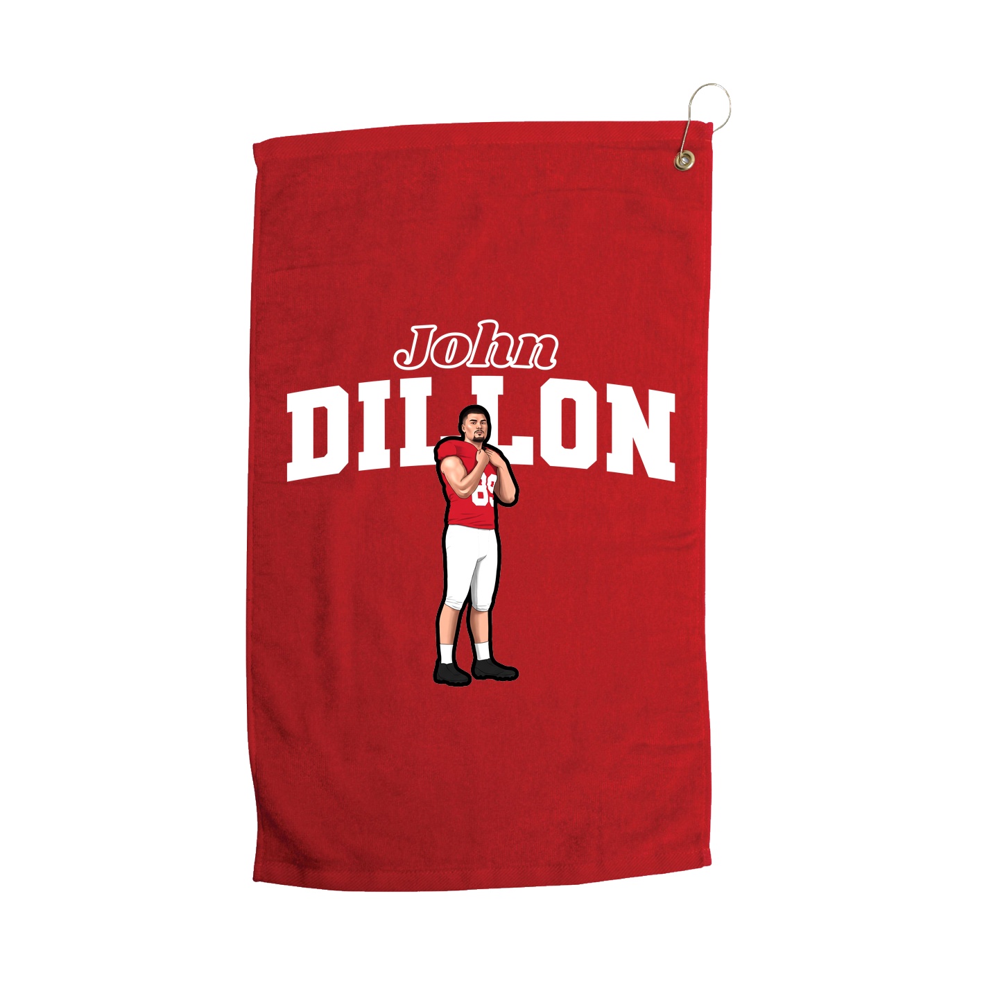 Golf Towel — Name Arch in Red