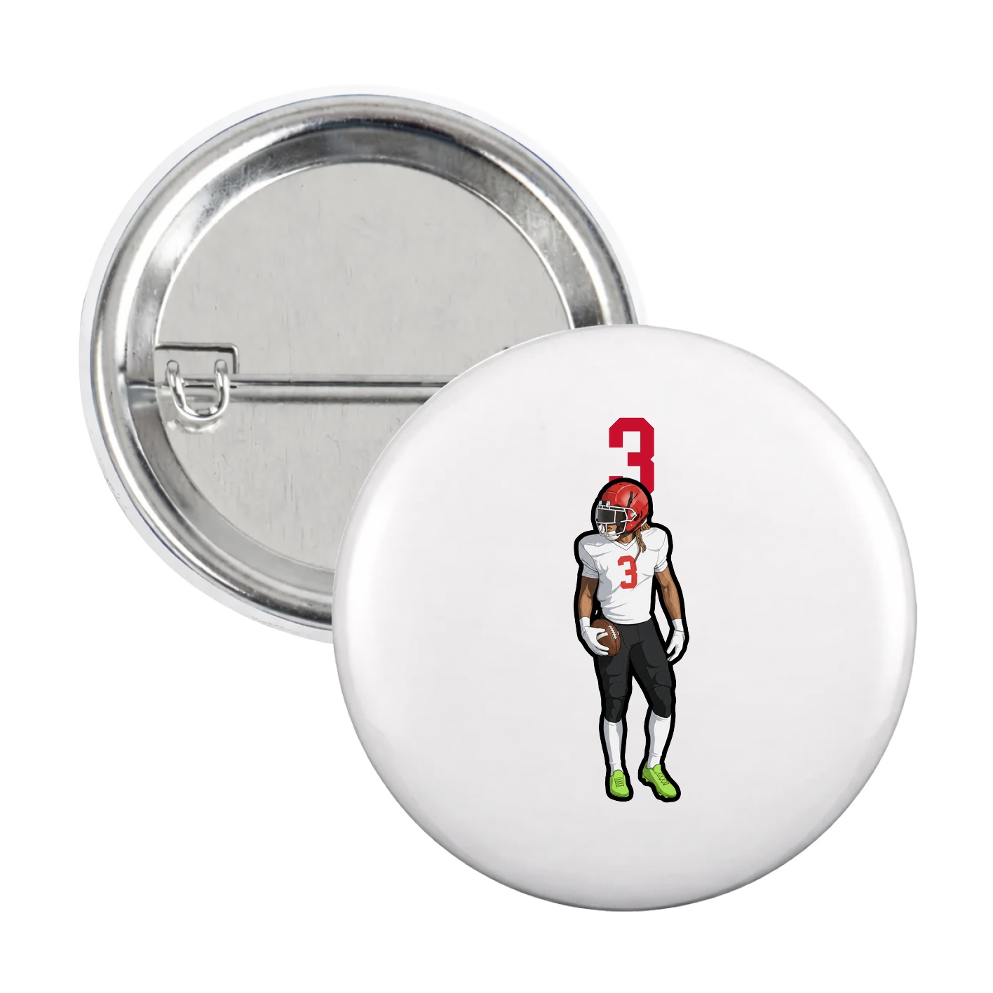 Game Day Button — Number Top in White