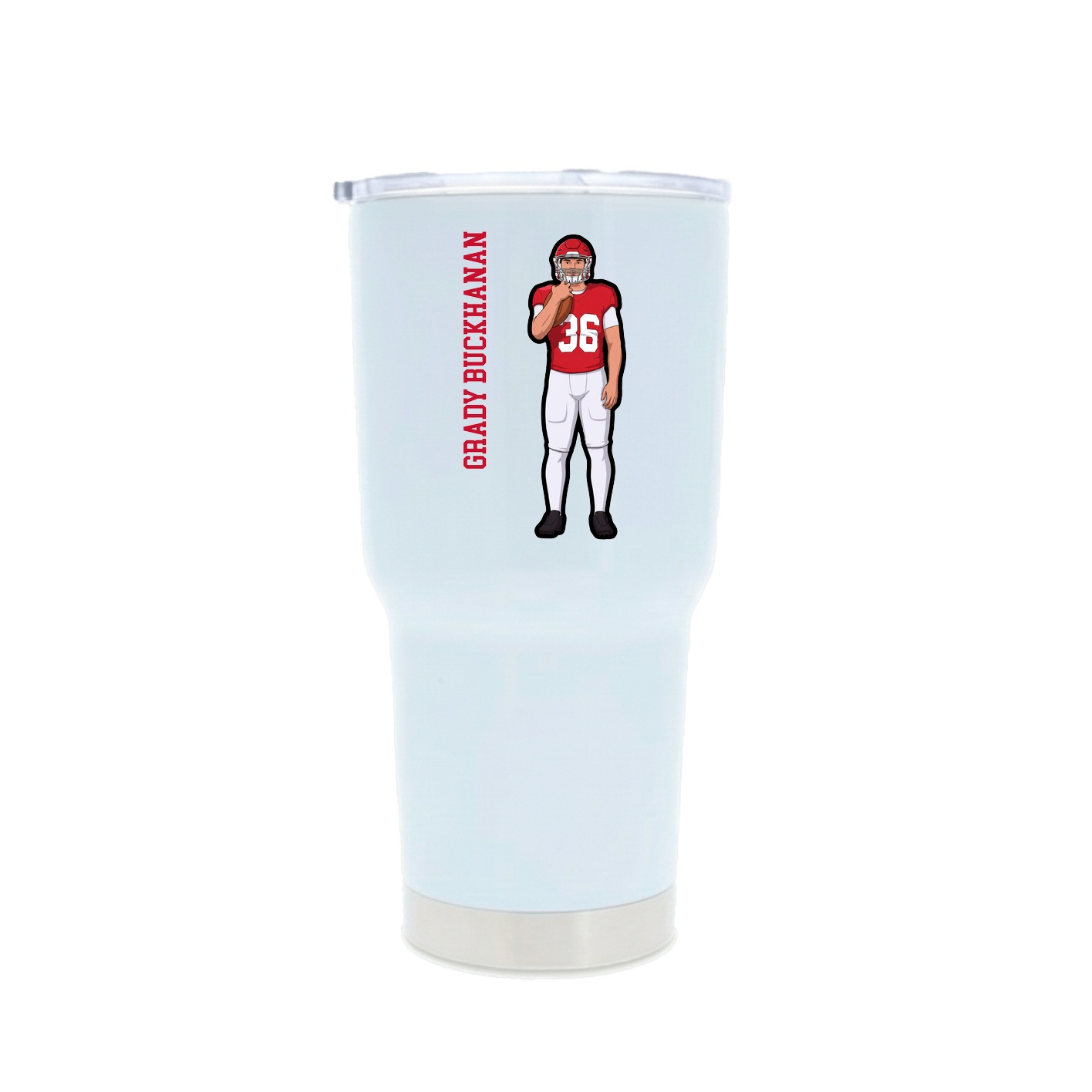 30oz Stainless Steel Tumbler — Name Vertical in White