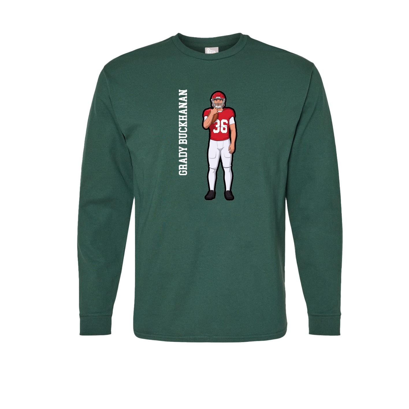 Long Sleeve Tee — Name Vertical in Green