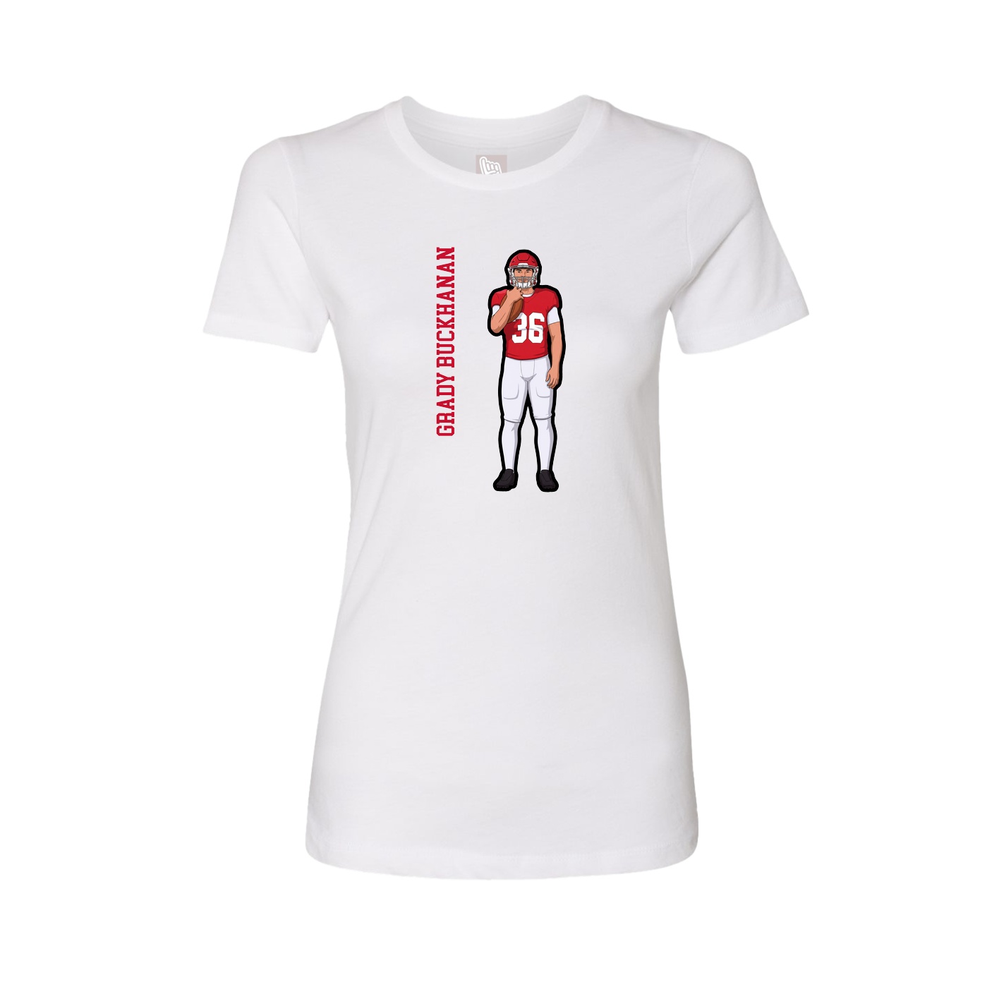 Fitted Women's Tee — Name Vertical in White